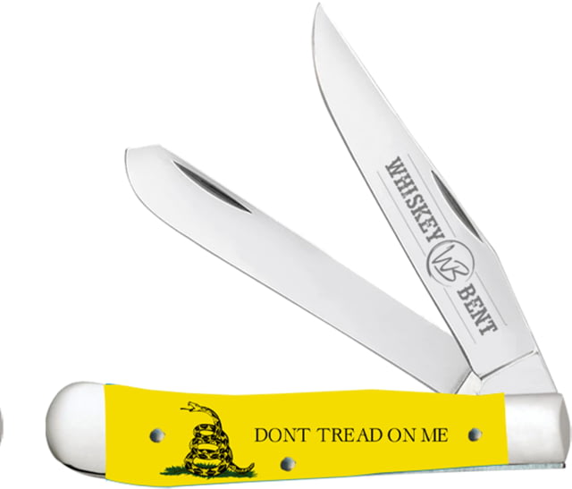 Whiskey Bent Knives Trapper Folding Knife Slip Joint 440 Steel Blade 4.125in Closed Length Acrylic Handle Don'T Tread - Whiskey Bent Knives