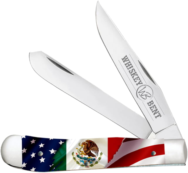 Whiskey Bent Knives Trapper Folding Knife Slip Joint 440 Steel Blade 4.125in Closed Length Acrylic Handle Heritage - Whiskey Bent Knives