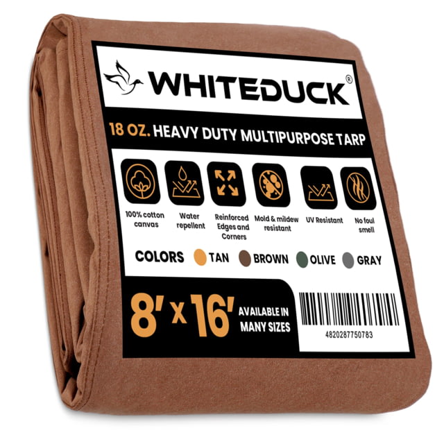 White Duck 18 oz. 100percent Cotton Canvas Tarp Brown 8x16ft