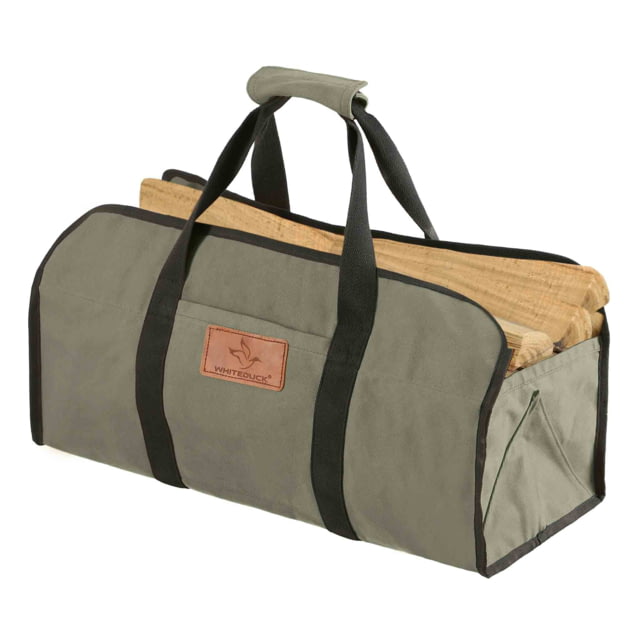 White Duck Firewood Log Carriers Tote Shape Olive 23inx10inx12in - White Duck