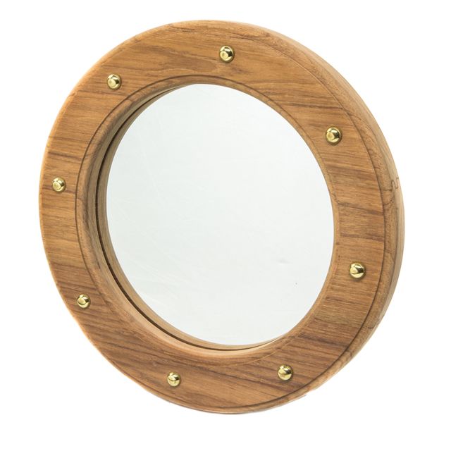 Whitecap Porthole Mirror Teak