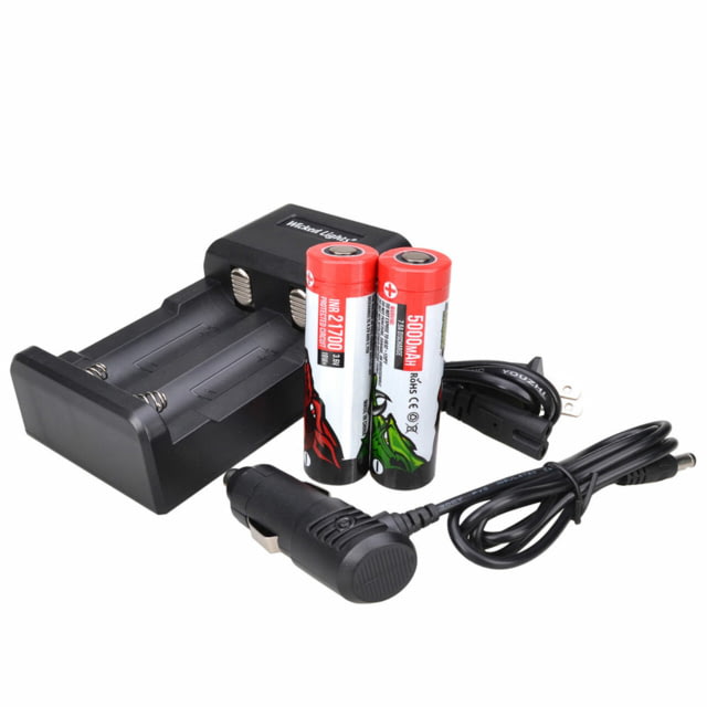Wicked Hunting Lights 2-Position Charger Kit w/ 2-pack 21700 Li-Ion Rechargeable Batteries Black - Wicked Hunting Lights