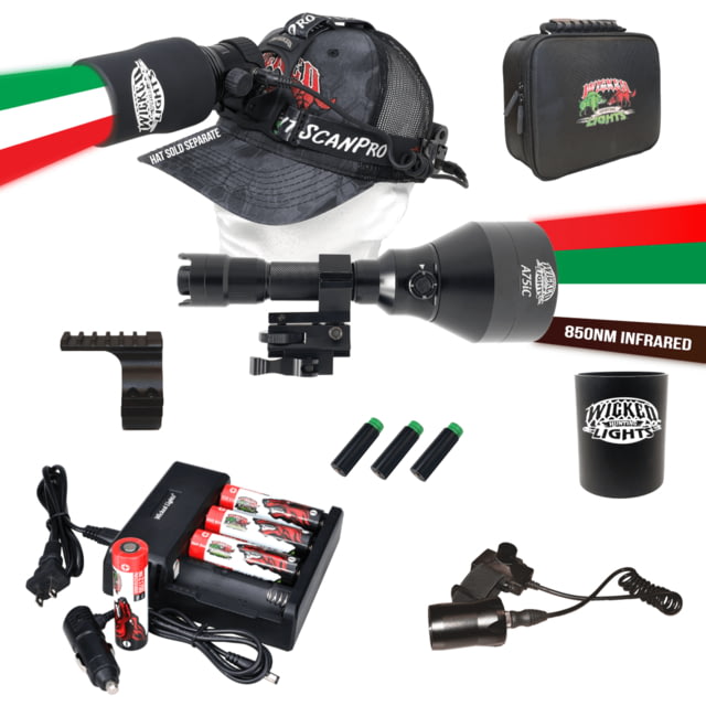 Wicked Hunting Lights A75iC LED & ScanPro iC LED 3-Color-In-1 GEN4 Combo Kit Black - Wicked Hunting Lights