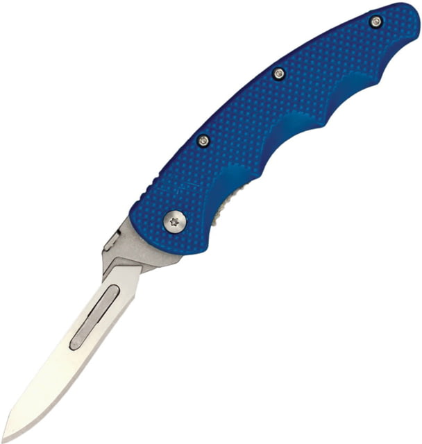 Wiebe Knives Arctic Fox Linerlock Scalpel Knife 4.13in Closed Stainless Blade Blue Textured Nylon Handle Nylon Sheath DS17 SCA-FBLU - Wiebe Knives