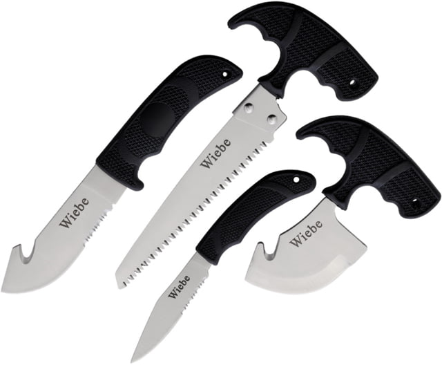 Wiebe Knives Big Game Processing Kit Satin Finish Stainless Blade Black Rubber Handle Nylon Sheath - Wiebe Knives