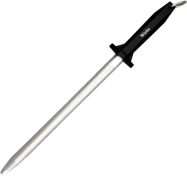Wiebe Knives 12in Diamond Steel Rod 17.25in Overall 12in Steel Rod Black Plastic Handle DS04 STEL - Wiebe Knives