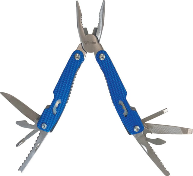 Wiebe Knives Sidekick Multi-Tool 4in Closed Blue Aluminum Handles Nylon Sheath DS32 MULTI - Wiebe Knives