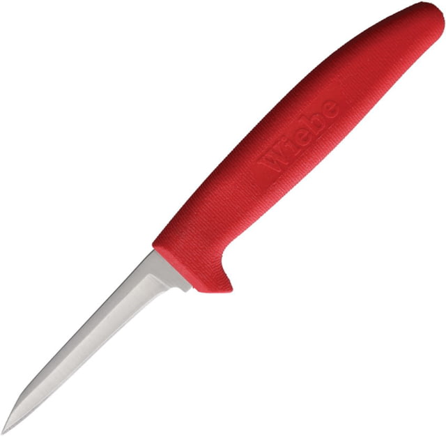 Wiebe Knives Soft Handle Skinner Knife 7.88in Overall 3in Satin Finish Stainless Skinner Blade Red Rubberized Nylon Handle DS09 SOF-HD - Wiebe Knives