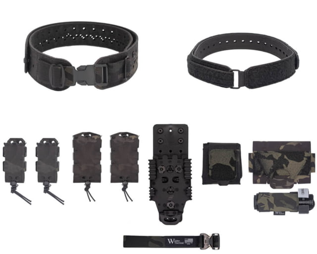 Wilder Tactical Charlie Elite Belt Kit, 1in Plastic Side Release, QLS Receiver, Multicam Black, Extra Small/Large, HMGCHEKMCB00 by USA Wilder Tactical Men's Battle Belts