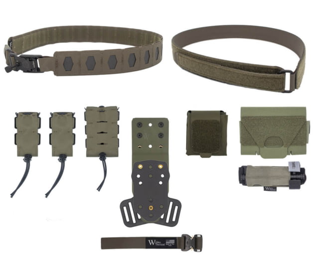 Wilder Tactical Hitman Gear Elite Kit w/ V-Buckle Velcro Inner / 500D Dump / QLS Receiver Ranger Green Large 36-40 - Wilder Tactical