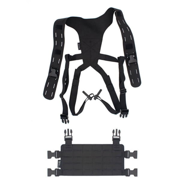 Wilder Tactical HITMAN GEAR MOLLE Placard with Lightweight Shoulder Harness V1 Black One Size - Wilder Tactical