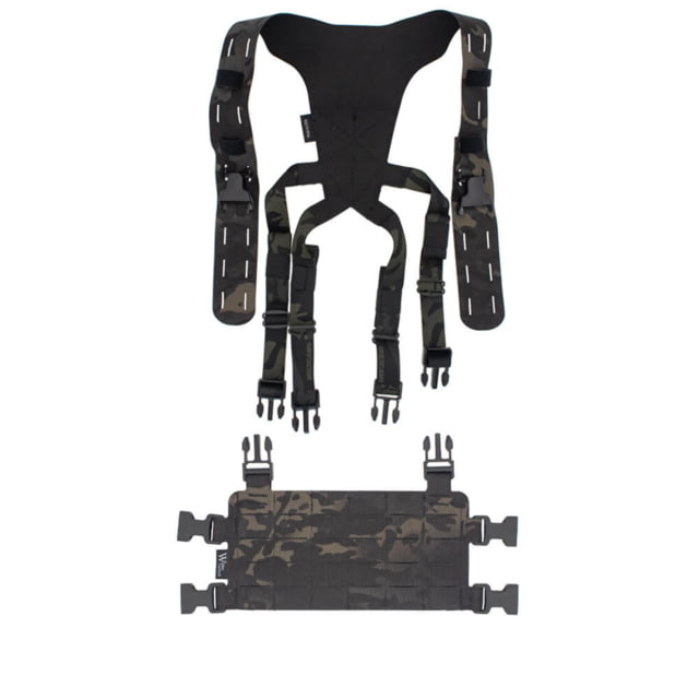 Wilder Tactical HITMAN GEAR MOLLE Placard with Lightweight Shoulder Harness V1 Multicam Black One Size - Wilder Tactical