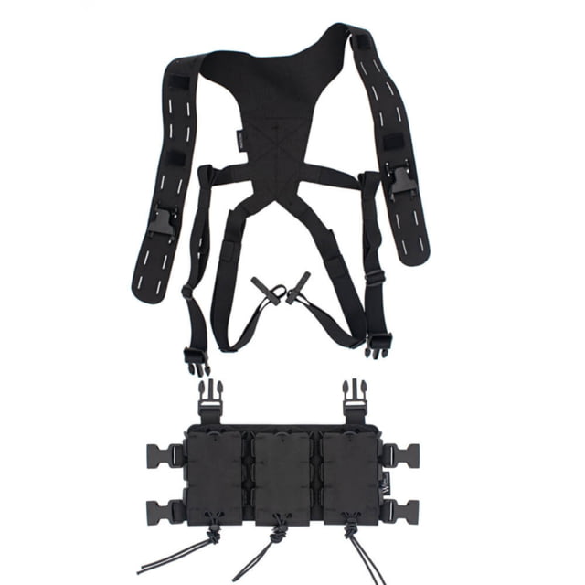 Wilder Tactical HITMAN GEAR Triple Rifle Placard with Lightweight Shoulder Harness V1 Black One Size - Wilder Tactical