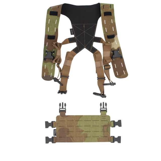 Wilder Tactical HITMAN GEAR MOLLE Placard with Lightweight Shoulder Harness V1 Nemesis Woodland One Size - Wilder Tactical