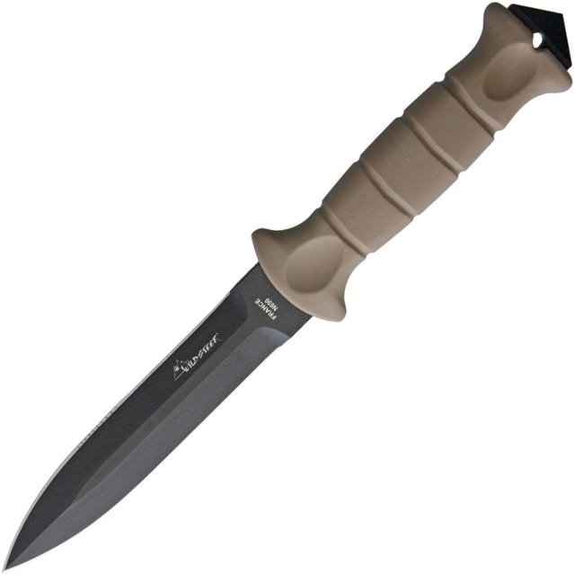 Wildsteer Dague SAS Dagger 10.63in Overall 5.5in Black Double Edge Bohler N690 SS Dagger Blade Tan Tactipren Handle Tan Nylon Sheath - Wildsteer