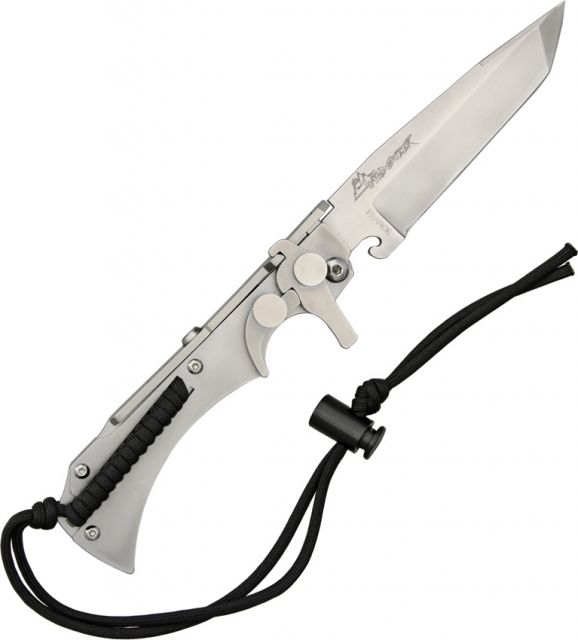 Wildsteer Folding Knife stainless tanto blade Black cord Handle WS - Wildsteer