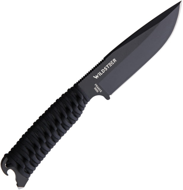 Wildsteer Scarabe Tactical Fixed Blade Knife 4.5" black coated Bohler N690 stainless blade Black cord wrapped handle - Wildsteer