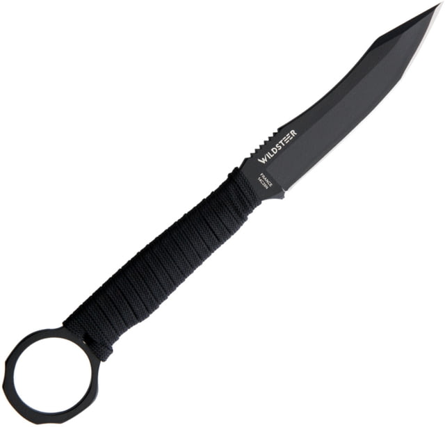 Wildsteer Scorpion Neck Knife 3.5" black coated 14C28N Sandvik stainless blade Black cord wrapped handle - Wildsteer