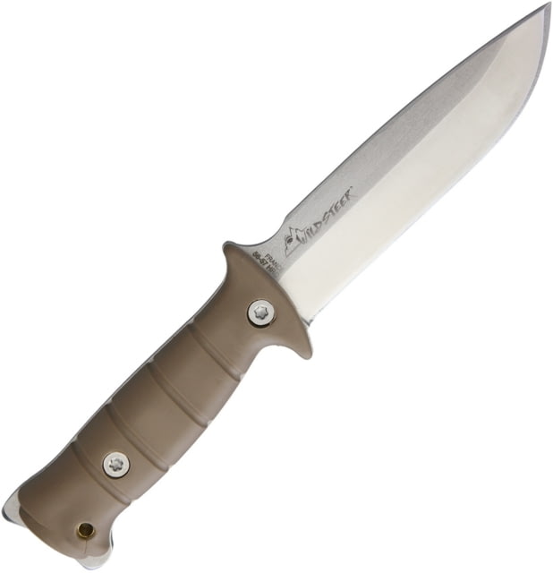 Wildsteer Tarasco Knife 10in Overall 5in X46Cr13 SS Blade Coyote Tan Kraton Handle Tumbled And Satin Blade Tan Nylon Sheath - Wildsteer