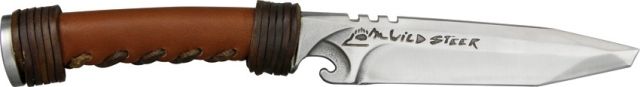 Wildsteer Fixed Knife stainless blade with satin finish Brown leather wrapped handle WS - Wildsteer