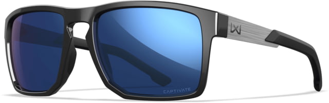 Wiley X Active 6 Apex Captivate Pol Sunglasses Gloss Black Frame Blue Lens - Wiley X