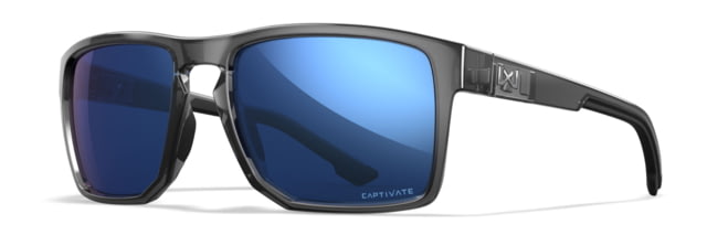 Wiley X WX Founder Active 6 Sunglasses Captivate Polarized Blue Mirror/Gloss Crystal Grey - Wiley X