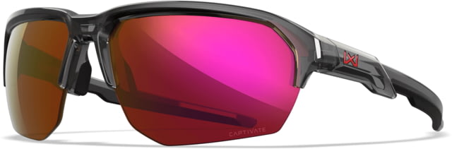 Wiley X Changeable Series Jakl Captivate Non-Pol Sunglasses Gloss Crystal Grey Frame Red Mirror Lens