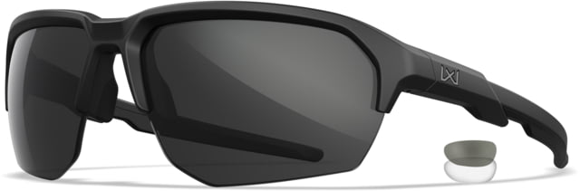 Wiley X Changeable Series Jakl Captivate Non-Pol Sunglasses Matte Black Frame Grey Clear Lens