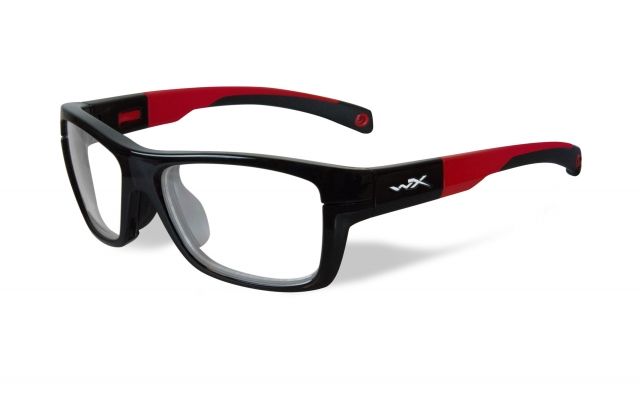 Wiley X Crush Sunglasses Gloss Black/ Red Frame/ Clear - Wiley X