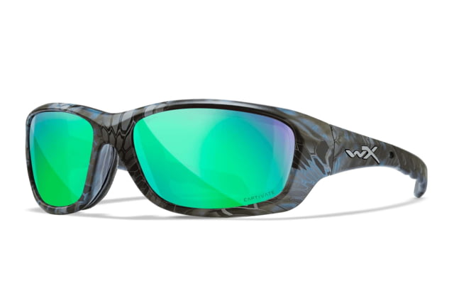 Wiley X Performance Gravity Captivate Pol Sunglasses Kryptek Neptune Frame Green Mirror Lens - Wiley X