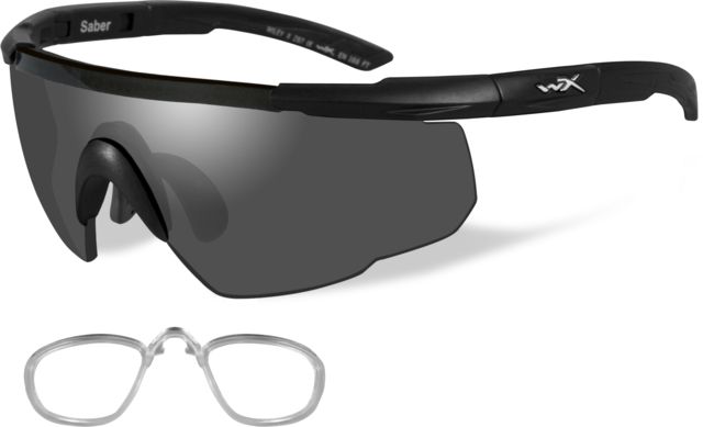 Wiley X Saber Advanced Sunglasses - 3 Lens Package 1 Matte Black Frame w/Smoke GreyClearLight Rust Lens w/ RX Insert - Wiley X