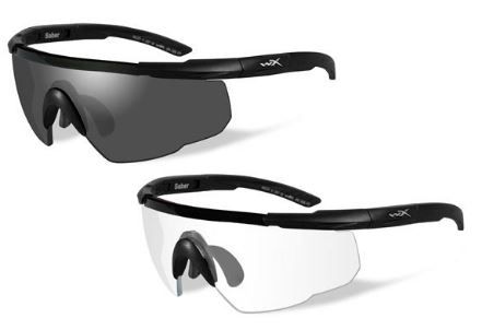 Wiley X Saber Advanced Sunglasses - 2 Full Glasses 2 Matte Black Frames w/ Smoke Grey Lens & Clear Lens w/RX insert - Wiley X