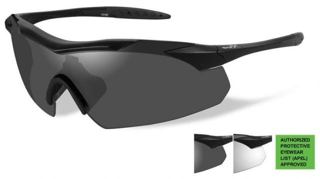 Wiley X Vapor Safety Sunglasses APEL Approved 2 Lens Package 1 Matte Black Frame w/Smoke Grey Clear Lens - Wiley X