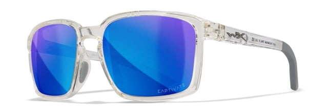 Wiley X WX Alfa Sunglasses Gloss Clear Crystal Frame Captivate Polarized Blue Mirror Lens - Wiley X