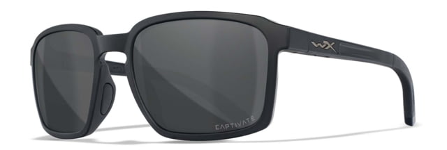 Wiley X WX Alfa Sunglasses Matte Black Frame Captivate Polarized Grey Mirror Lens - Wiley X