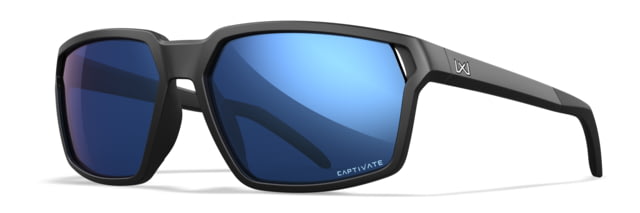 Wiley X WX Sierra Sunglasses Matte Black Frame Sierra Captivate Pol Blue Mirror Lens - Wiley X