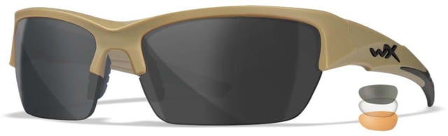 Wiley X WX Valor Sunglasses Tan Frame Grey/Clear/ Rust Lenses Medium