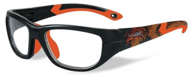 Wiley X Youth Force Victory SunglassesMatte Black w/Dragon/Sonic OrangeClear Lens - Wiley X