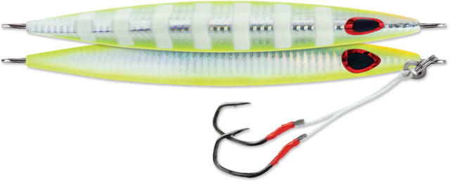Williamson Kensaki Jig 280 Sinking VMC Double Assist HK Chartreuse Glow Zebra Uv 9-7/8oz 7-1/4in