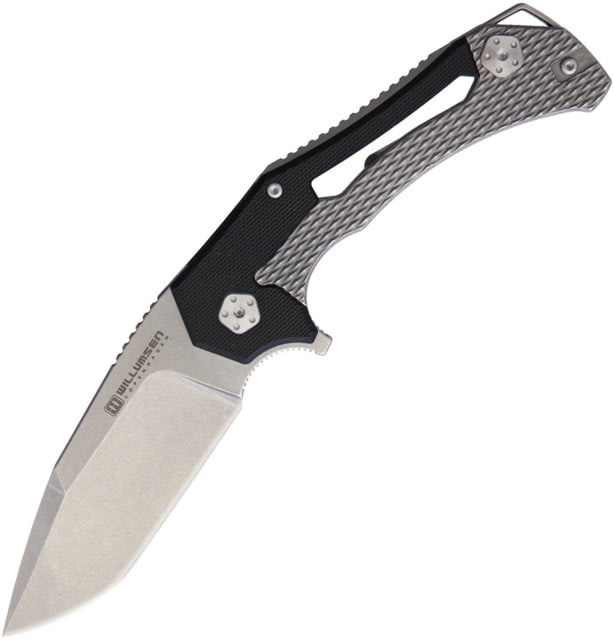 Willumsen Copenhagen Tyran Framelock Folding Knife 3.25" stonewash finish 440C stainless blade Black G10 and stainless handle - Willumsen Copenhagen
