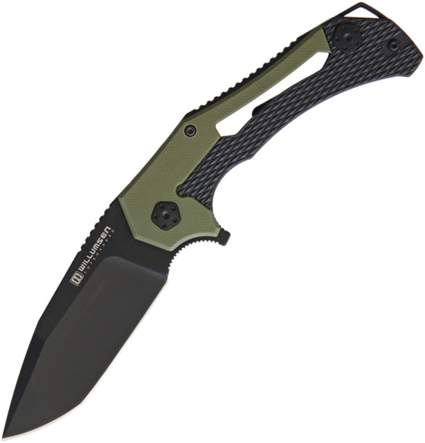 Willumsen Copenhagen Tyran Framelock Folding Knife 3.25" black finish 440C stainless blade OD G10 and black finish stainless handle - Willumsen Copenhagen