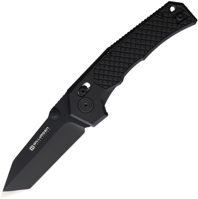 Willumsen Copenhagen Zero7 Midnight Folding Knife 4.75in Closed 3.5in Black Stonewash 440C Stainless Tanto Blade Black Sculpted Polymer Handle - Willumsen Copenhagen