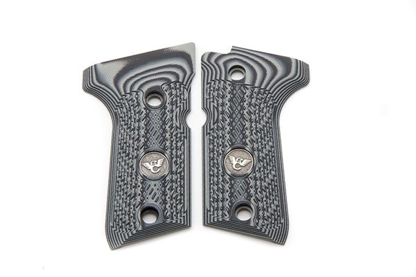 Wilson Combat Beretta 92 96 Compact G10 Grips Checkered with WC Logo Gray Black - Wilson Combat