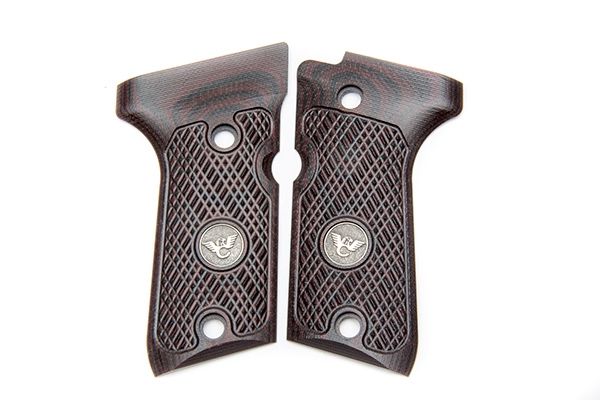 Wilson Combat Beretta 92 96 Compact G10 Grips ULTRA THIN with WC Logo Black Cherry - Wilson Combat