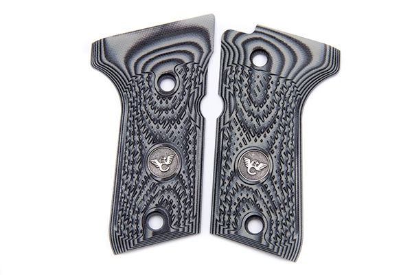 Wilson Combat Beretta 92 96 Compact G10 Grips ULTRA THIN with WC Logo Gray Black - Wilson Combat