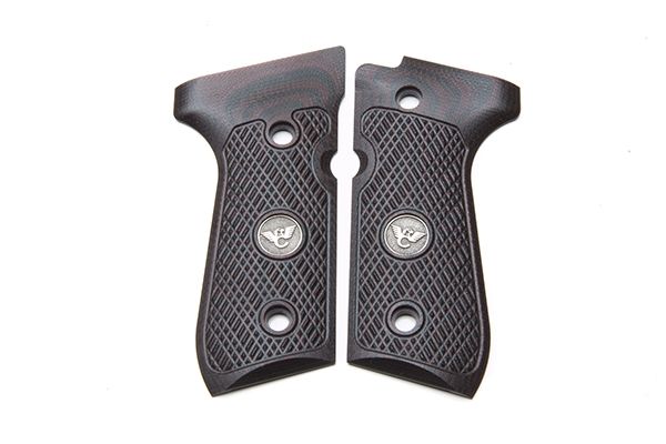 Wilson Combat Beretta 92 96 G10 Grips Checkered with WC Logo Black Cherry - Wilson Combat