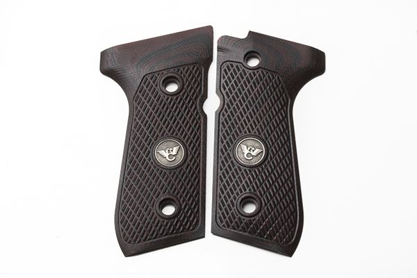 Wilson Combat Beretta 92 96 G10 Grips ULTRA THIN with WC Logo Black Cherry - Wilson Combat