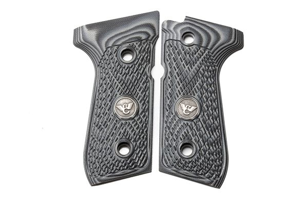 Wilson Combat Beretta 92 96 G10 Grips ULTRA THIN with WC Logo Gray Black - Wilson Combat