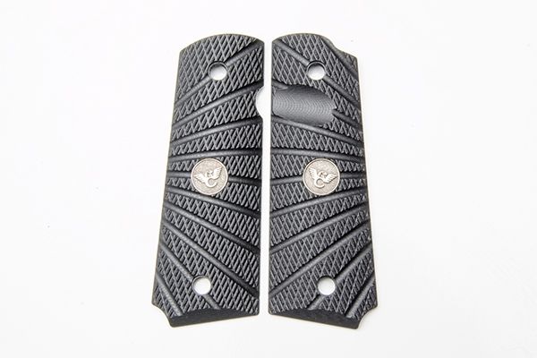 Wilson Combat Grips Full-Size Aggressive Starburst Pattern Beveled Bottom Black - Wilson Combat