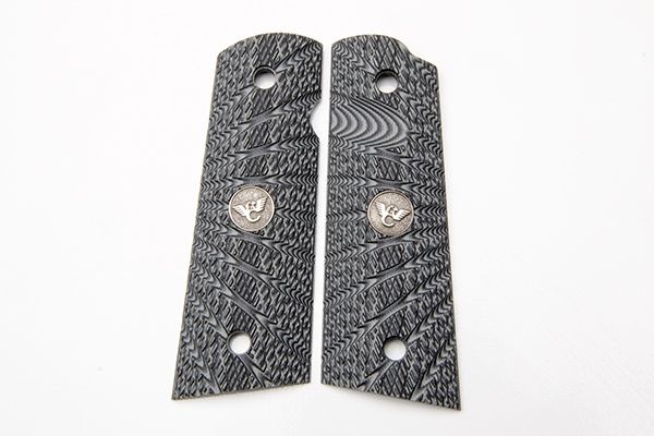 Wilson Combat Grips Full-Size Aggressive Starburst Pattern Flat Bottom Gray Black - Wilson Combat